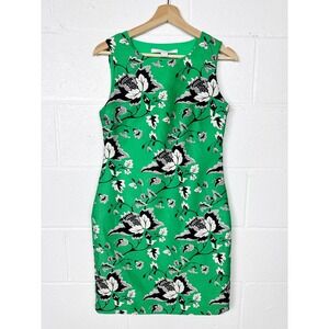 Diane von Furstenberg‎ Sofia Silk Wool Floral Sheath Dress Green Womens 2